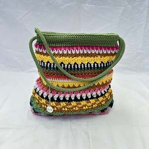 The SAK Rainbow Striped Crochet Shoulder/Handbag Double Handles
